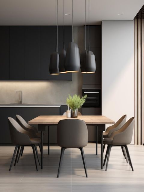 Premium Ai Image | Modern Minimalist Interior Design Of Luxury Kitchen ... throughout Contemporary Dining Table For Minimalist Kitchen